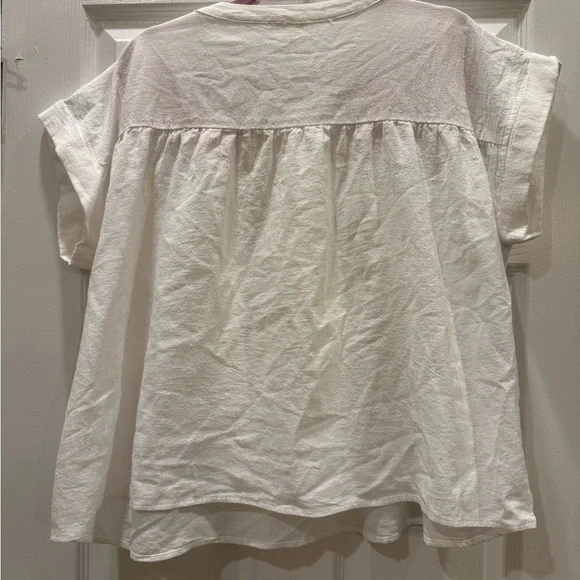 Oddi 100% Cotton Women's White Floral Embroidered Short Sleeve Top - Picture 7 of 9